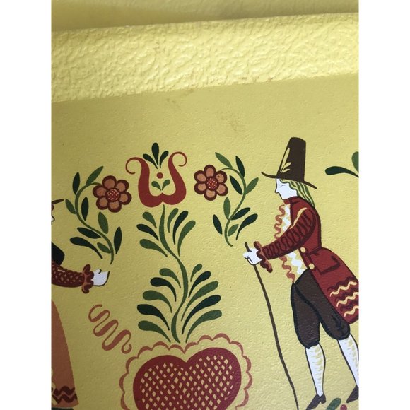 Vintage Kentley Set of 4 Wood Paper Board Serving Tray Yellow Pilgrim Art Deco - Picture 5 of 12